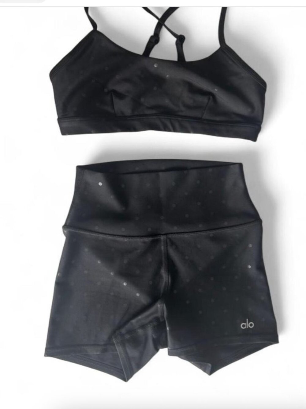 RARE Alo Yoga black polka dot set XS/S